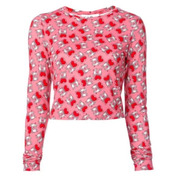 Alice + Olivia X Keith Haring Delaina Holding Heart Crop Top - Picture 3 of 10